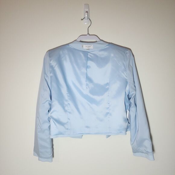 Hobbs London $290 Elize Jacket US 10 Pale Blue Open-Front Collarless 3/4 Sleeve - Picture 5 of 9
